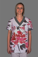 Load image into Gallery viewer, Abstract Flower Scrub Top Ladies