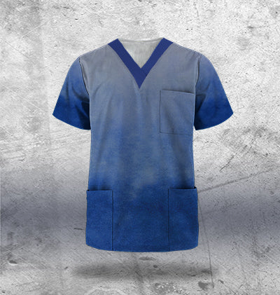 Navy Fade Scrub Top Unisex