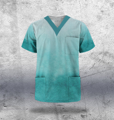 Turquoise Fade Scrub Top Unisex